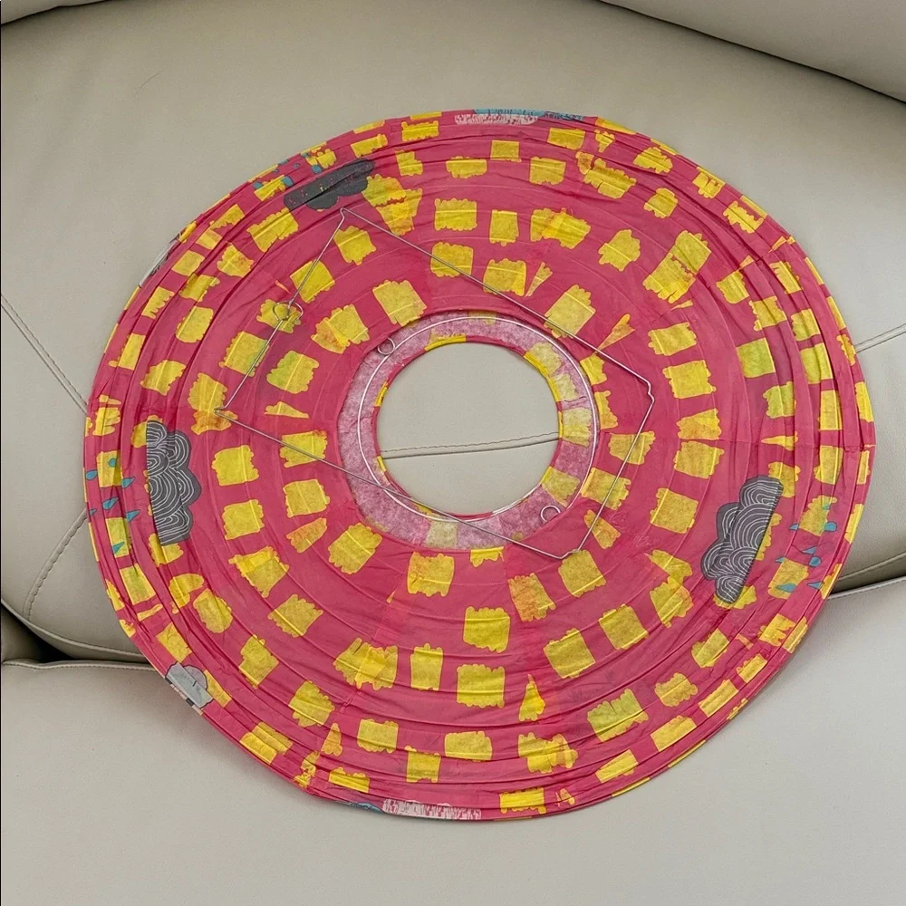 Mimi'Lou Pink & Yellow Birds & Clouds Paper Lantern NEW